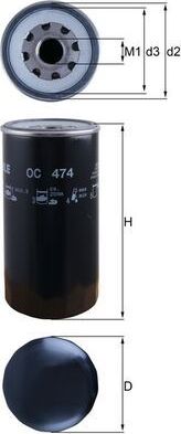 Масляный фильтр Mahle для IVECO EuroTech 1992-2026. Артикул OC 474
