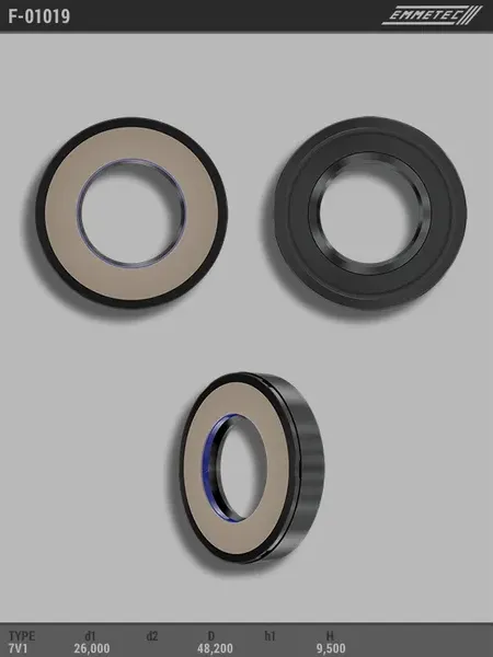 Сальник 26,00/48,20*9,50 тип 7V1 (Emmetec). Артикул F01019
