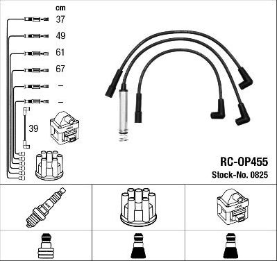 Высоковольтные провода (провода зажигания) (комплект) NGK. Артикул 0825