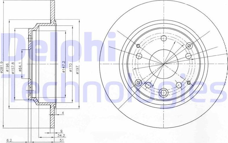 Тормозной диск Delphi. Артикул BG4095