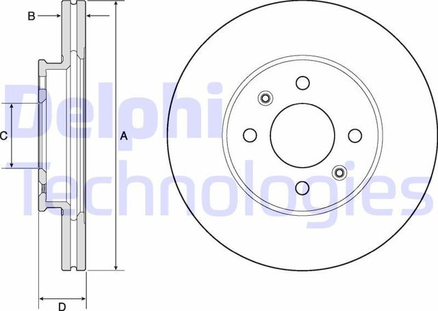 Тормозной диск Delphi передний для Kia Rio IV 2017-2026. Артикул BG4744C