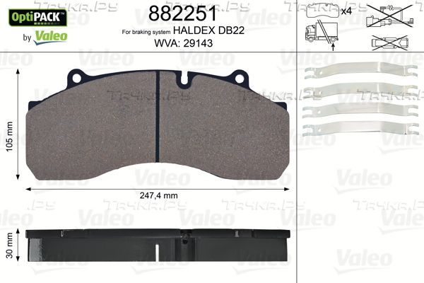 Тормозные колодки Valeo OptiPack. Артикул 882251