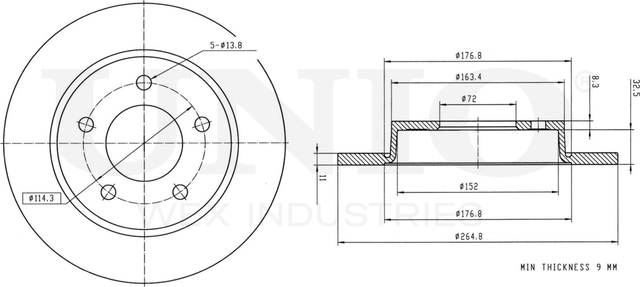Диск тормозной (Unio). Артикул BRD-20114