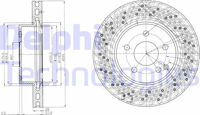 Тормозной диск Delphi передний для Mercedes-Benz C-Класс III (W204, C204) 2007-2015. Артикул BG4142