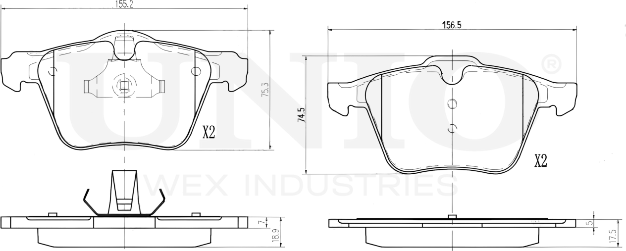 Колодки тормозные дисковые, комплект (Unio). Артикул BRP-20019