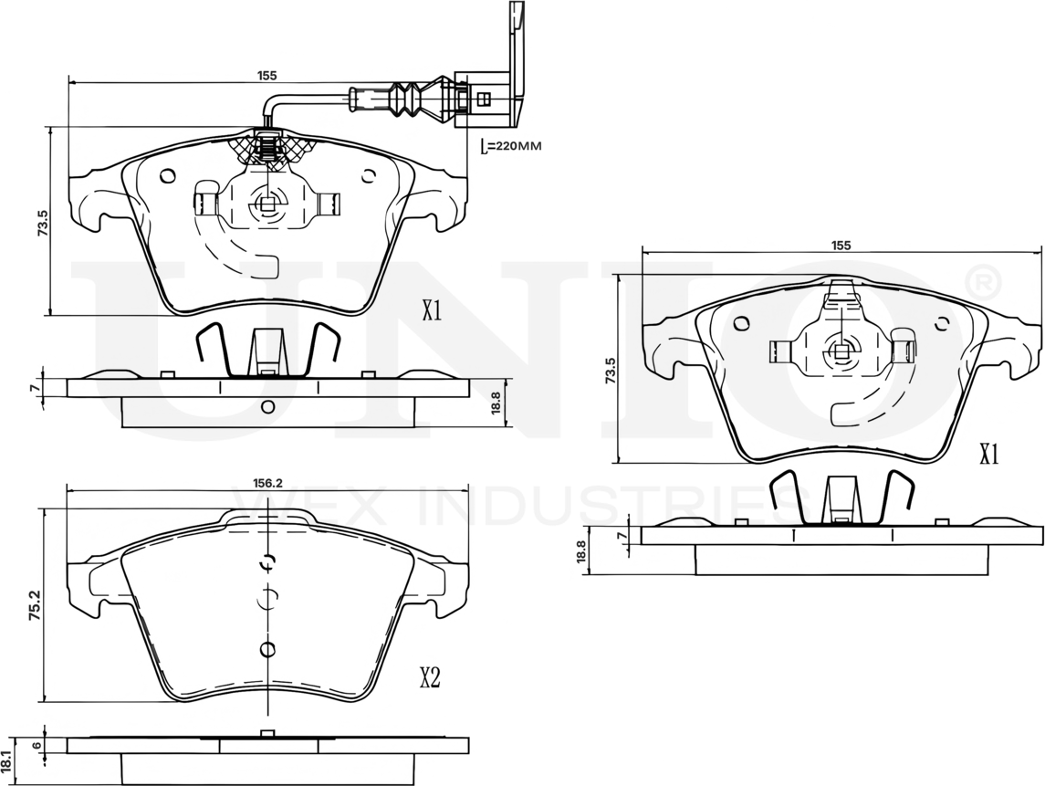 Колодки тормозные дисковые, комплект (Unio). Артикул BRP-20391