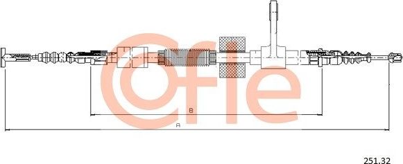 Трос ручника (тросик ручного тормоза) Cofle. Артикул 92.251.32