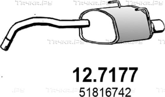 Глушитель (задняя часть) Asso для Fiat 500 II 2007-2026. Артикул 12.7177