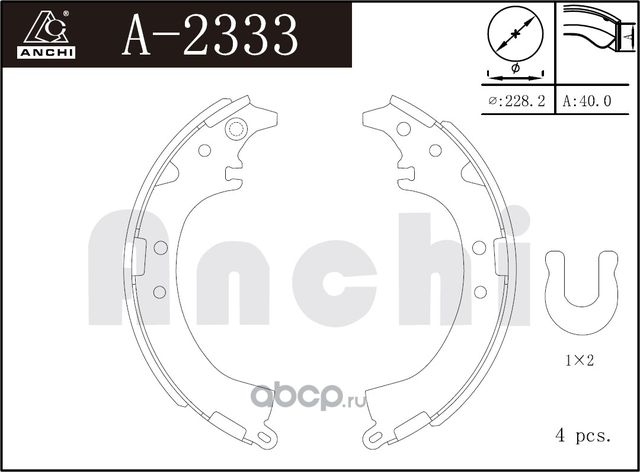 Тормозные колодки барабанные For TOYOTA RAV4 94 (Anchi). Артикул A2333