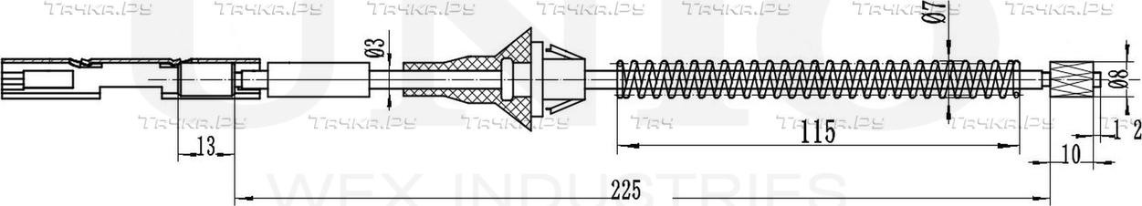 Трос ручного тормоза (Unio). Артикул CAB-60022