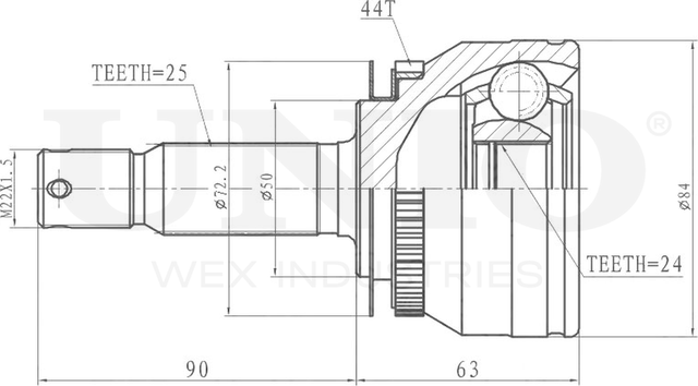 ШРУС наружный (Unio). Артикул CVJ-20273