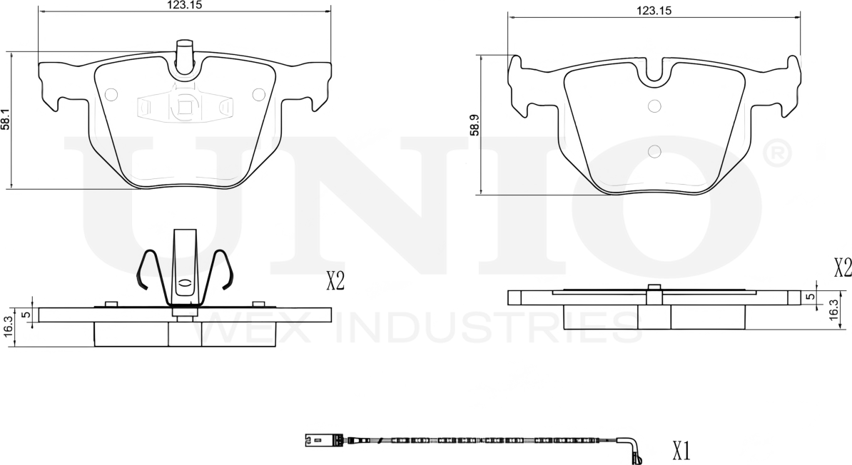 Колодки тормозные дисковые, комплект (Unio). Артикул BRP-20100