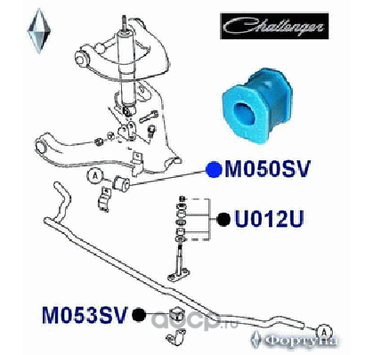 Втулка стабилизатора концевая передней подвески 20мм (Фортуна). Артикул M050SV