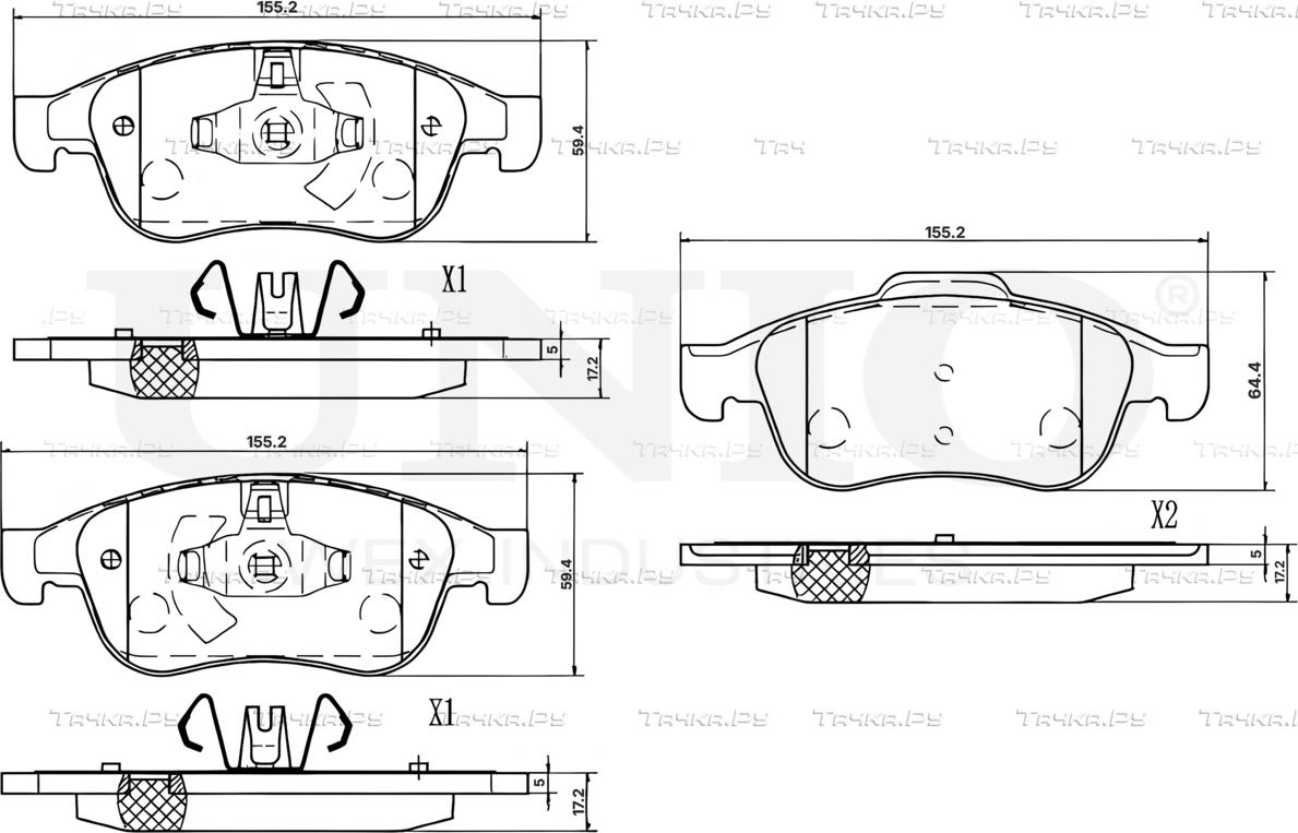 Колодки тормозные дисковые, комплект (Unio). Артикул BRP-20392