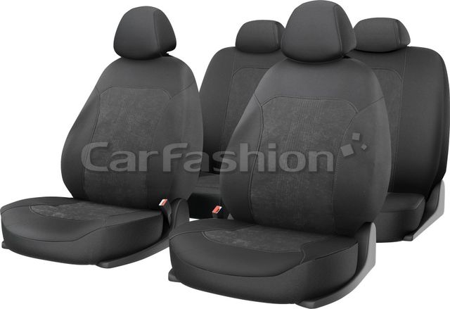 Чехлы универсальные CarFashion Trend Plus на сидения авто, цвет Темно-серый/Темно-серый/Темно-серый. Артикул 10115
