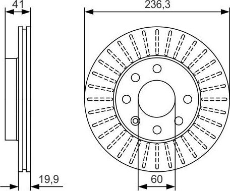 Тормозной диск Bosch передний для Opel Kadett E 1984-1986. Артикул 0 986 479 S98