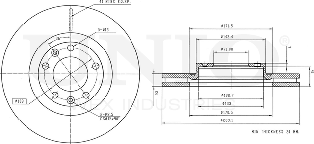 Диск тормозной (Unio). Артикул BRD-20401