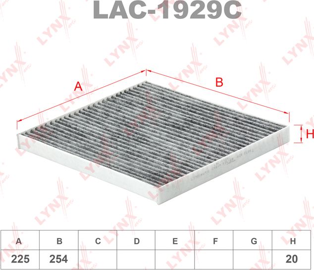 Салонный фильтр LYNXauto. Артикул LAC-1929C