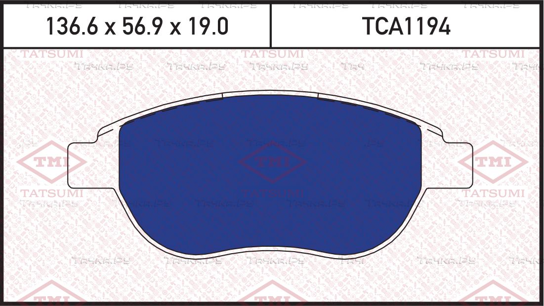 Колодки тормозные PEUGEOT 307 00- перед. (Tatsumi). Артикул TCA1194