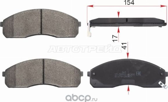 Колодки тормозные FR KIA BONGO III 03- 1 поршень (SAT). Артикул ST581014EA00