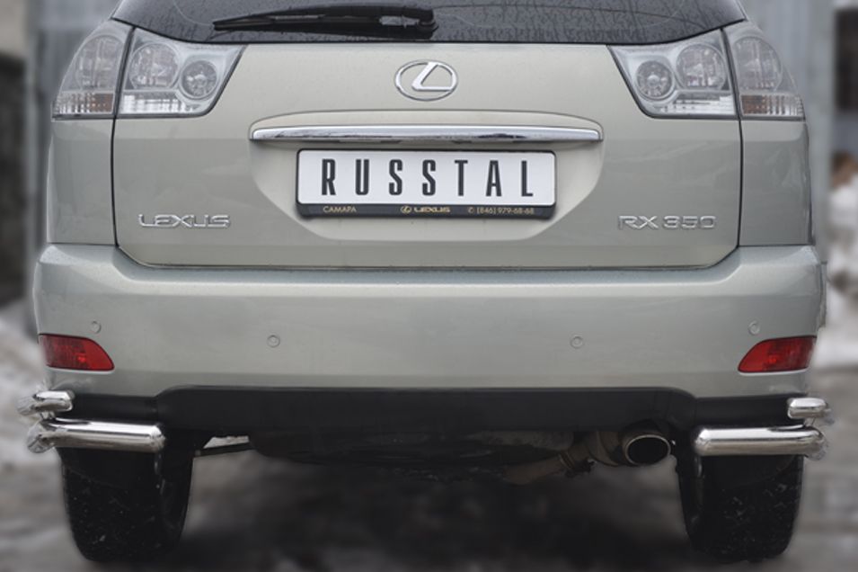 Защита RusStal заднего бампера уголки 63x42 мм для Lexus RX 300/330/350 2003-2009. Артикул LRZ-000391