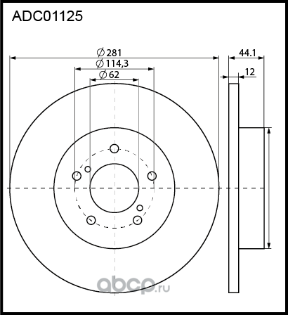 Диск тормозной | зад | (Allied Nippon). Артикул ADC01125