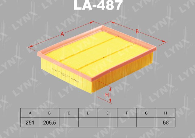 Воздушный фильтр LYNXauto для Toyota Verso I 2013-2018. Артикул LA-487