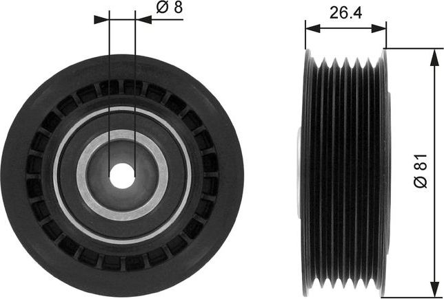 Натяжной ролик (натяжитель) приводного поликлинового ремня Gates DriveAlign™. Артикул T36000