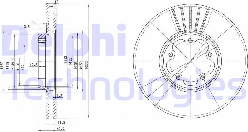 Тормозной диск Delphi. Артикул BG3676
