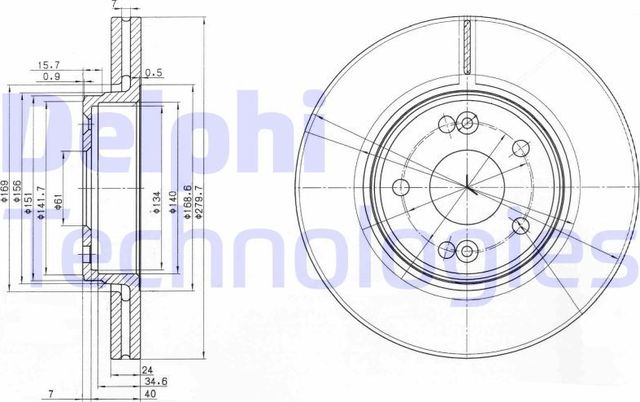 Тормозной диск Delphi передний для Renault Laguna II 2001-2007. Артикул BG3733