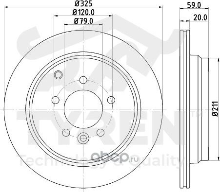 Тормозной диск (Tyren). Артикул TYR1018071