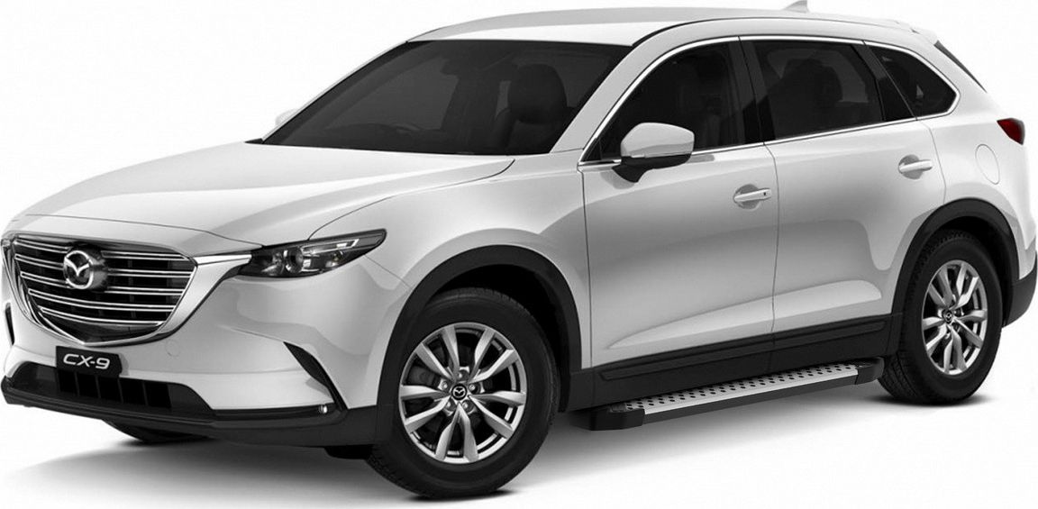 Пороги алюминиевые Rival Bmw-Style круг для Mazda CX-9 II 2016-2026. Артикул D193AL.3803.2
