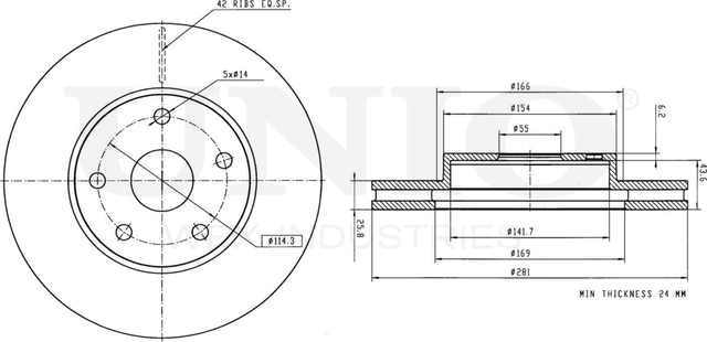 Диск тормозной (Unio). Артикул BRD-20221