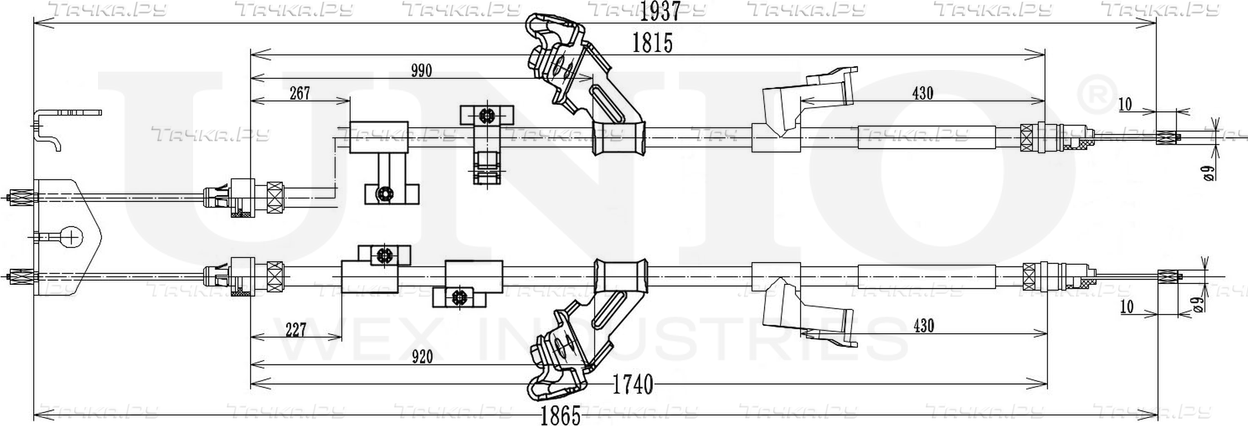 Трос ручного тормоза (Unio). Артикул CAB-60058