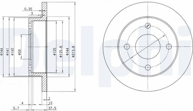 Тормозной диск Delphi передний для Nissan Micra K10 1982-1988. Артикул BG2357