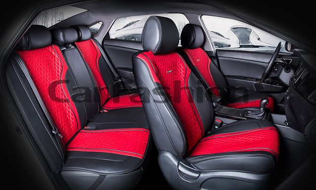 Накидки универсальные CarFashion Element Plus для авто, цвет Красный/Черный/Черный/Красный. Артикул 22500