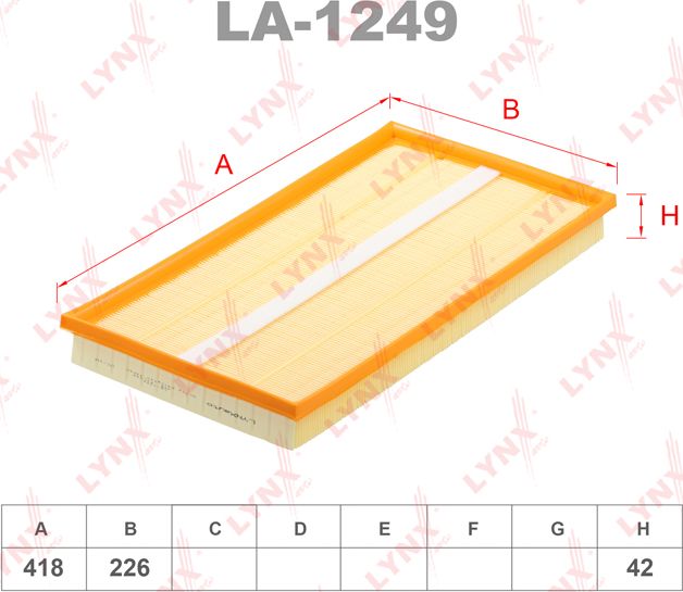 Воздушный фильтр LYNXauto. Артикул LA-1249
