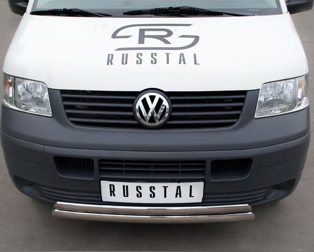 Защита RusStal переднего бампера d75х42/d75х42 овалы для Volkswagen Transporter T5 2003-2009. Артикул VTRZ-000602