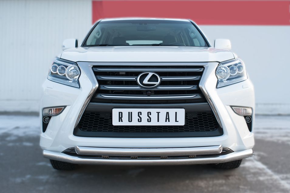 Защита RusStal переднего бампера d63 (секции) d63 (дуга) для Lexus GX 460 II 2014-2026. Артикул LGXZ-001836