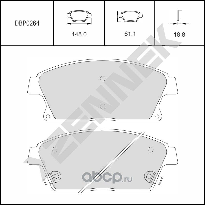 Колодки тормозные дисковые передние CHEVROLET CRUZE 09-> VOLT 11 (Zennek). Артикул DBP0264