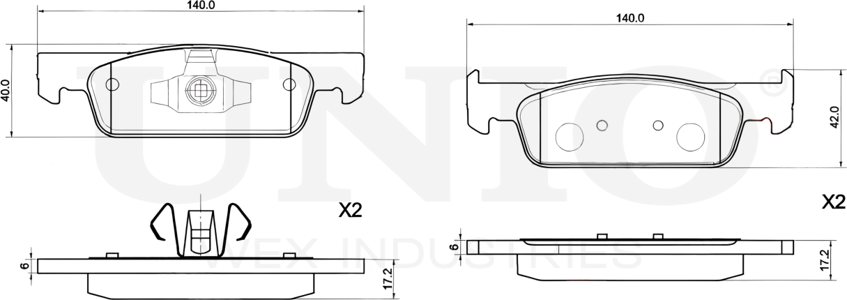 Колодки тормозные дисковые, комплект (Unio). Артикул BRP-20295