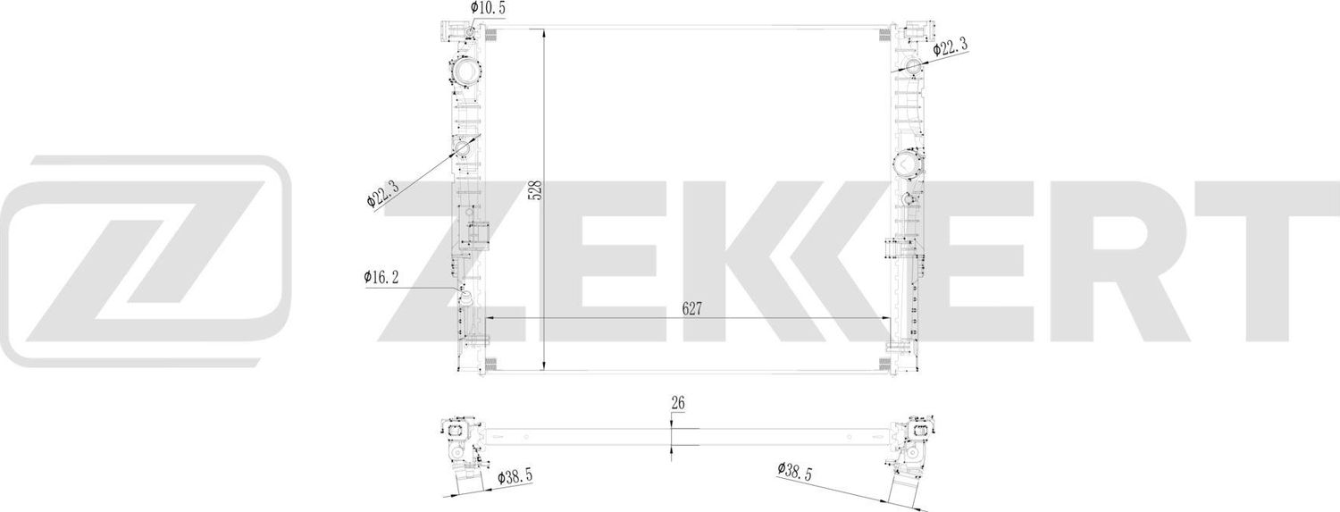Радиатор охлаждения двигателя Zekkert (алюминий). Артикул MK-1670