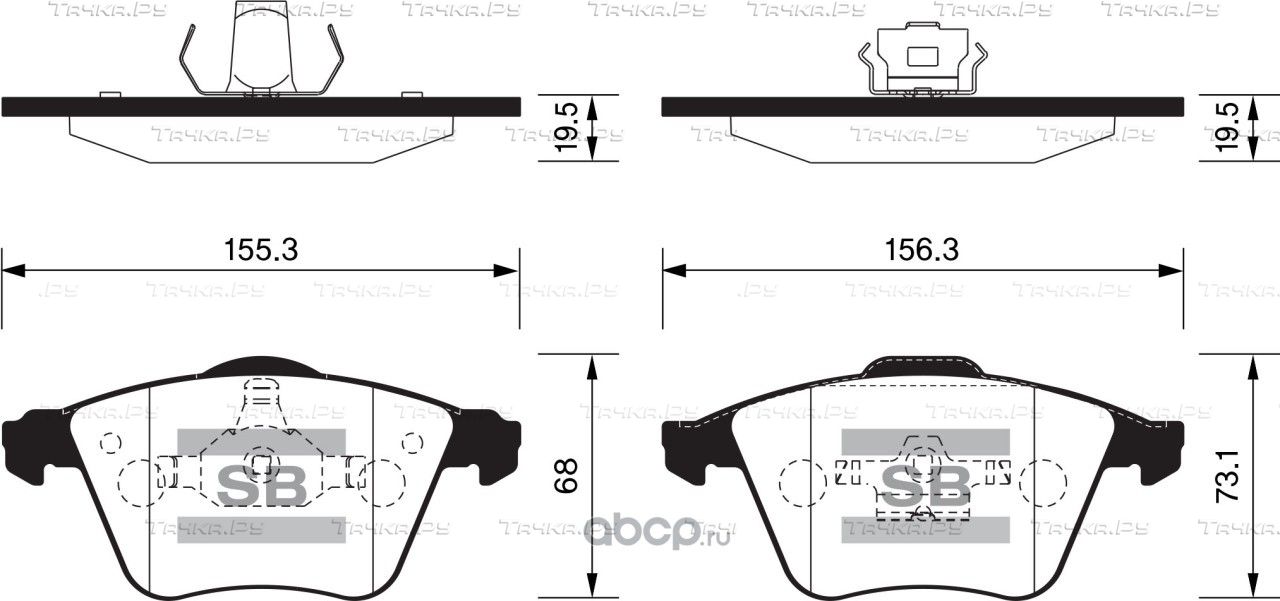 Тормозные колодки Sangsin Hi-Q передние для Volvo V70 II 2001-2008. Артикул SP2283