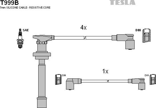 Высоковольтные провода (провода зажигания) (комплект) Tesla для Infiniti G I 1990-1997. Артикул T999B