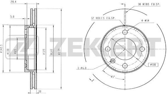 Тормозной диск Zekkert. Артикул BS-5127