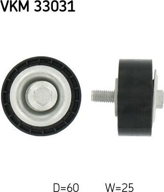Направляющий (ведущий) ролик приводного поликлинового ремня SKF. Артикул VKM 33031