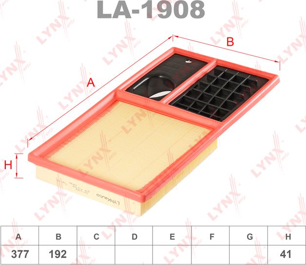 Воздушный фильтр LYNXauto. Артикул LA-1908