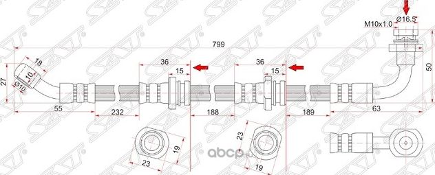 Шланг тормозной передний Таиланд SUZUKI ESCUDOVITARAX-90 88-98 LH Шланг тормозной передний таил (SAT). Артикул ST5155060A31