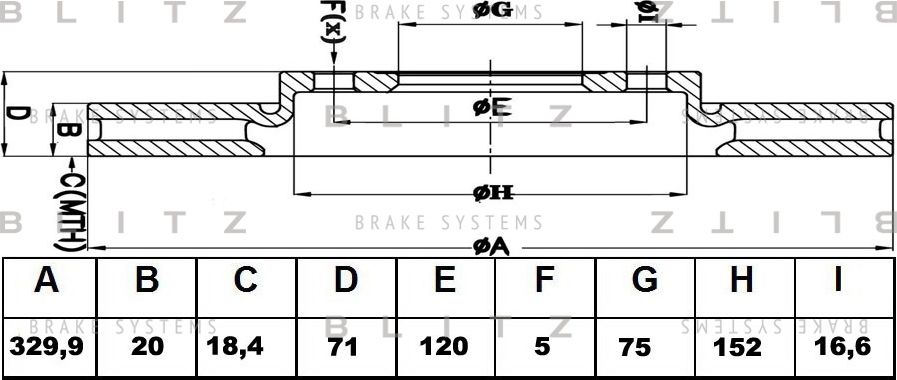 Диск тормозной BMW X3 (F25/F26) 10- задн.вент. (Blitz). Артикул BS0428