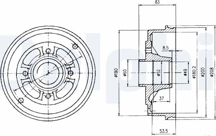 Тормозной барабан Delphi. Артикул BF426